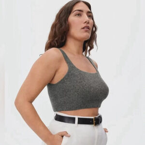 EVERLANE NEW NWT WOMENS  GRAY WOOL TANK TOP SHIRT CASUAL SUMMER CROP SIZE S M L